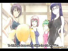 This anime-inspired video features a swimsuit-clad girl getting her tight pussy pleasured by...