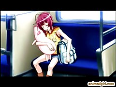 This captivating hentai video features a dildo-wielding captive being shoved around and teas...