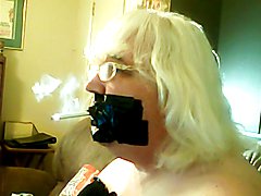 Tag gag made smoking side view.  Pinching my nose really seems to get the smoke moving. Real...