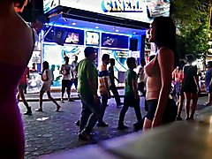Ladyboys working their asses off in Walking street in Pattaya Thailand Ladyboys Working thei...