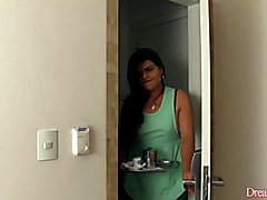 Horny tranny teases a guy and sucks his dick Then takes his dick in her ass and gets fucked ...