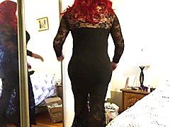 Deanna CD doll in long black dress, enjoying her curves. She stands tall and proud in her Lo...