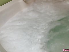 Sexy shemale strokes her dick in the bath tub and sucks a dildo Then fuck her asshole with t...