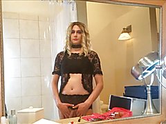Sissy crossdresser kalimist putting on her makeup before putting on a show. please check out...