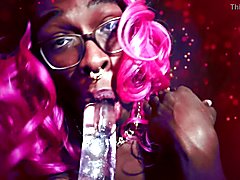 This naughty nerdy ebony chubby ladyboy is ready to take you on a wild ride with her blowjob...