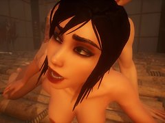 A sultry 3D futanari she-male with a big schlong fucks a  and a guy in a 60fps anime-inspire...