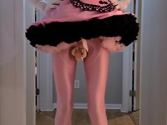 A sissy crossdresser in a tight latex outfit gets teased and cuckolded, then gets fucked and...