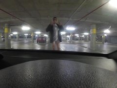 In this public shemale porn video, a sissy slut is almost caught in a carpark as they show o...