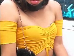 Amateur tranny Natalia shows off her big cock in public as she records her homemade ladyboy ...