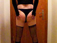 This amateur solo video features a hot babe posing and showing off her amazing butt in a var...